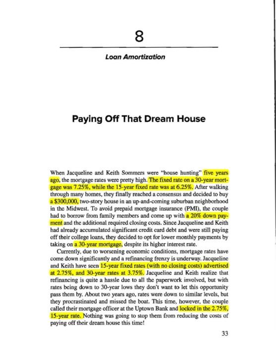 Please answer question 10. Show excel work. Paying Off That Dream House