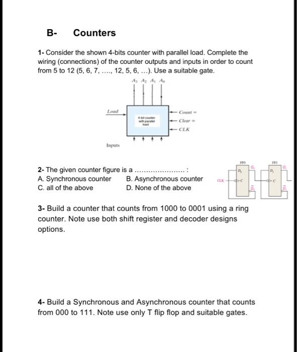 Binary Counter B. 4-bit Asynchronous Binary Counter C. 4-bit shift register D.
