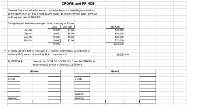  Answer only NUMBER - 8 CROWN and PRINCE Crown & Prince