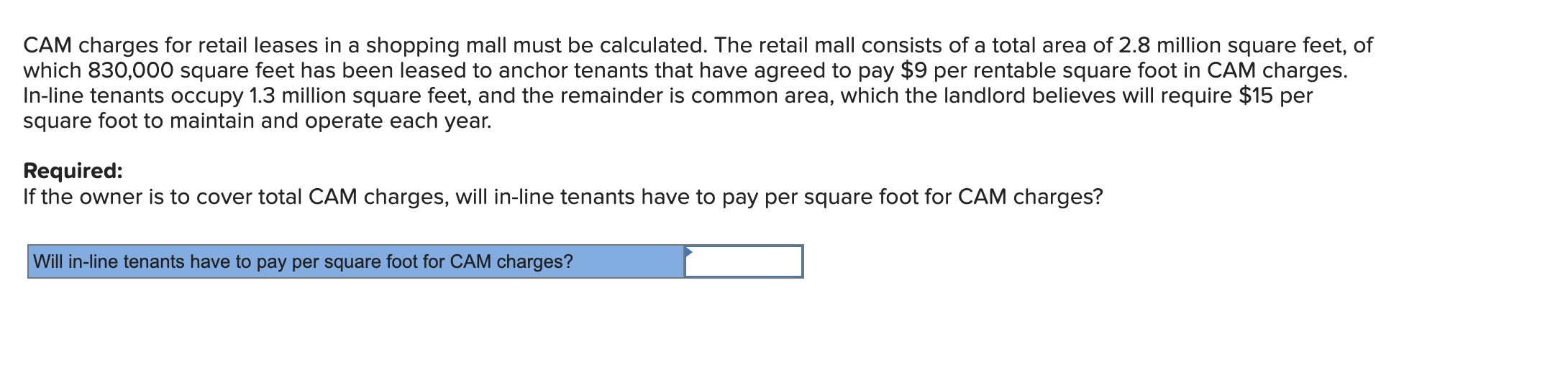1. 2. PLEASE ANSWER PART A AND B CAM charges for retail