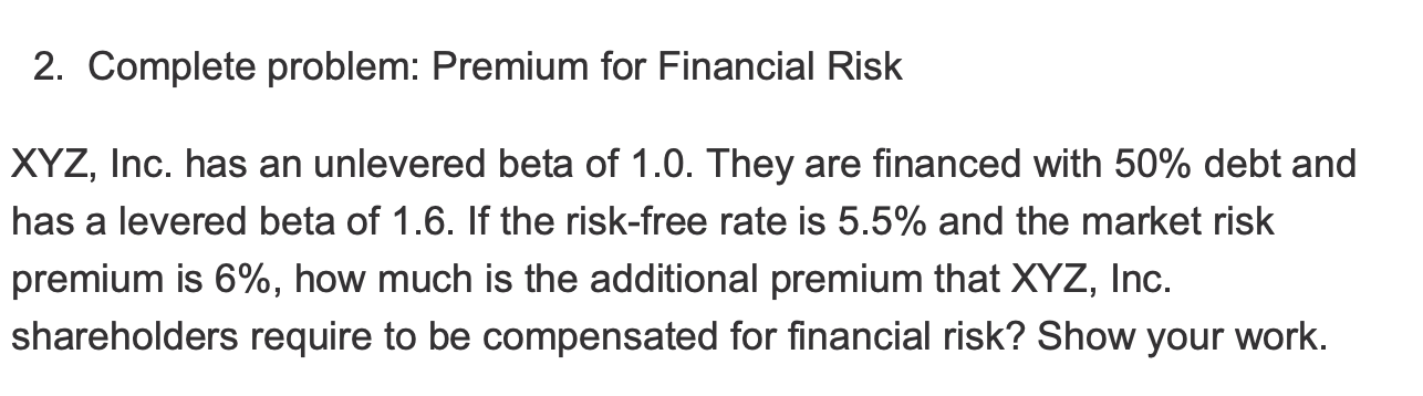  Please answer using Excel formulas and showing work if possible Complete