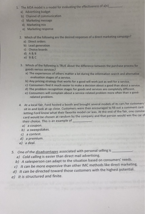  please answe all The AIDA model is a model for evaluating