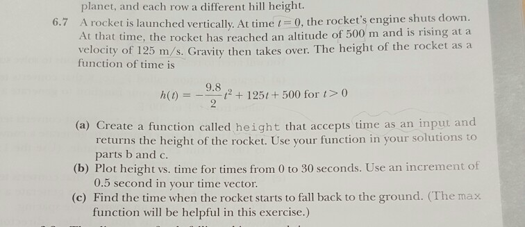 please use matlab for this question planet, and each row a