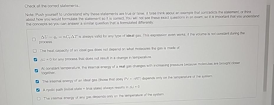  Check all the correct statements. Note: Push yourself to understand why