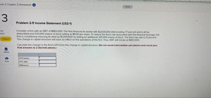  ek 2 Chapter 2 Homework 3 Seved Problem 2-5 Income Statement