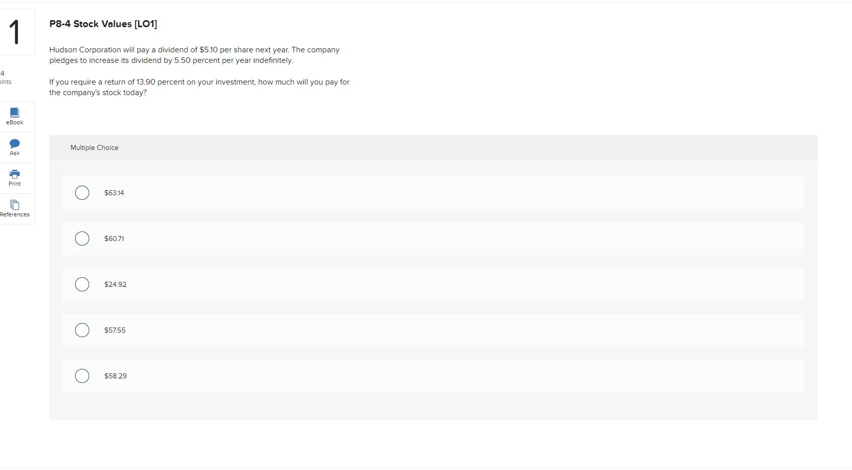  P8-4 Stock Values [LO1] Hudson Corporation will pay a dividend of