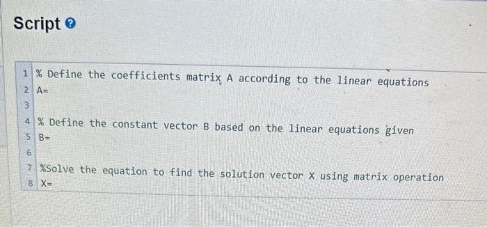 solve the system of linear equations using Gaussian elimination. Clearly define the