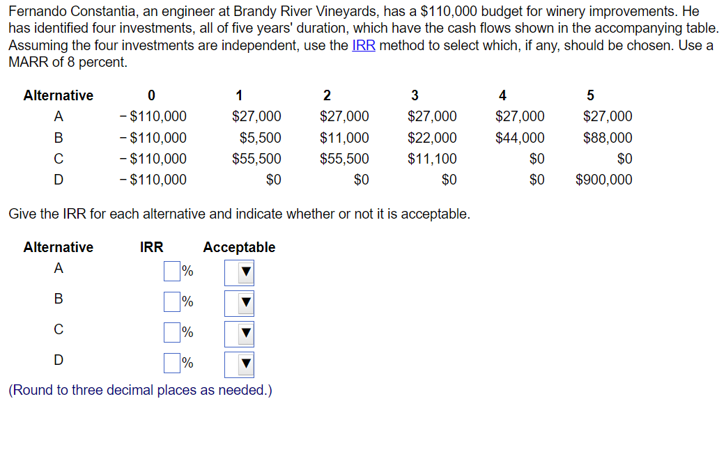  Fernando Constantia, an engineer at Brandy River Vineyards, has a $110,000
