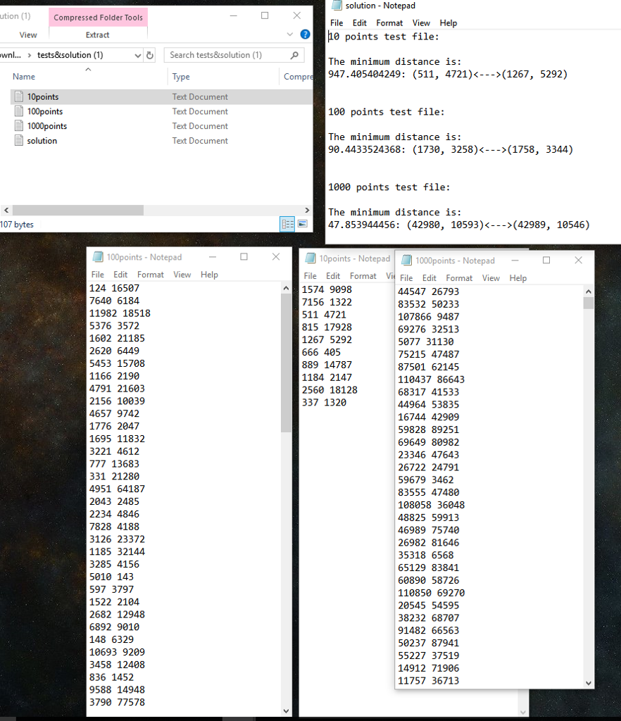 of the points in the point-set from a text file whose format