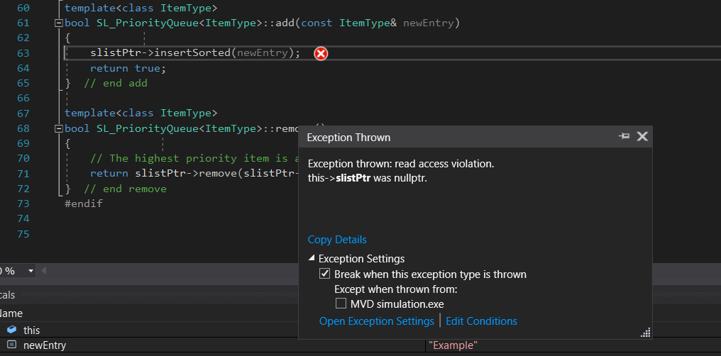I have this code. After entering some inputs it breaks. The picture