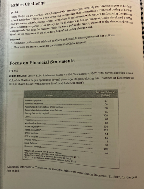  please include all steps Ethics Challenge EC 5-1 ol. Each dance