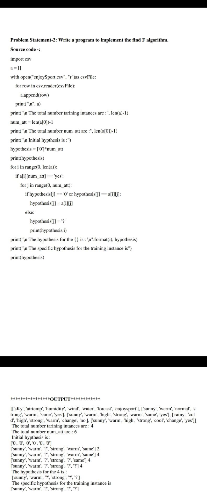 need step by step algorithm to this code Problem Statement-2: Write