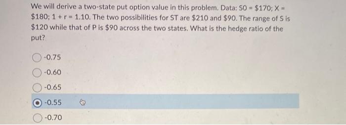  We will derive a two-state put option value in this problem.