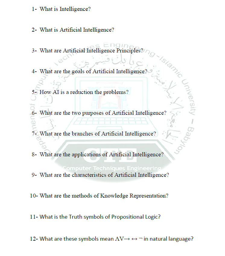 1- What is Intelligence? 2- What is Artificial Intelligence? Engine 3-