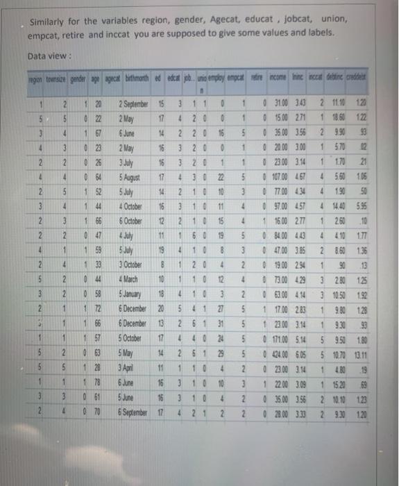file and save it as "dataset_LW1" and submit the "Sav" file along