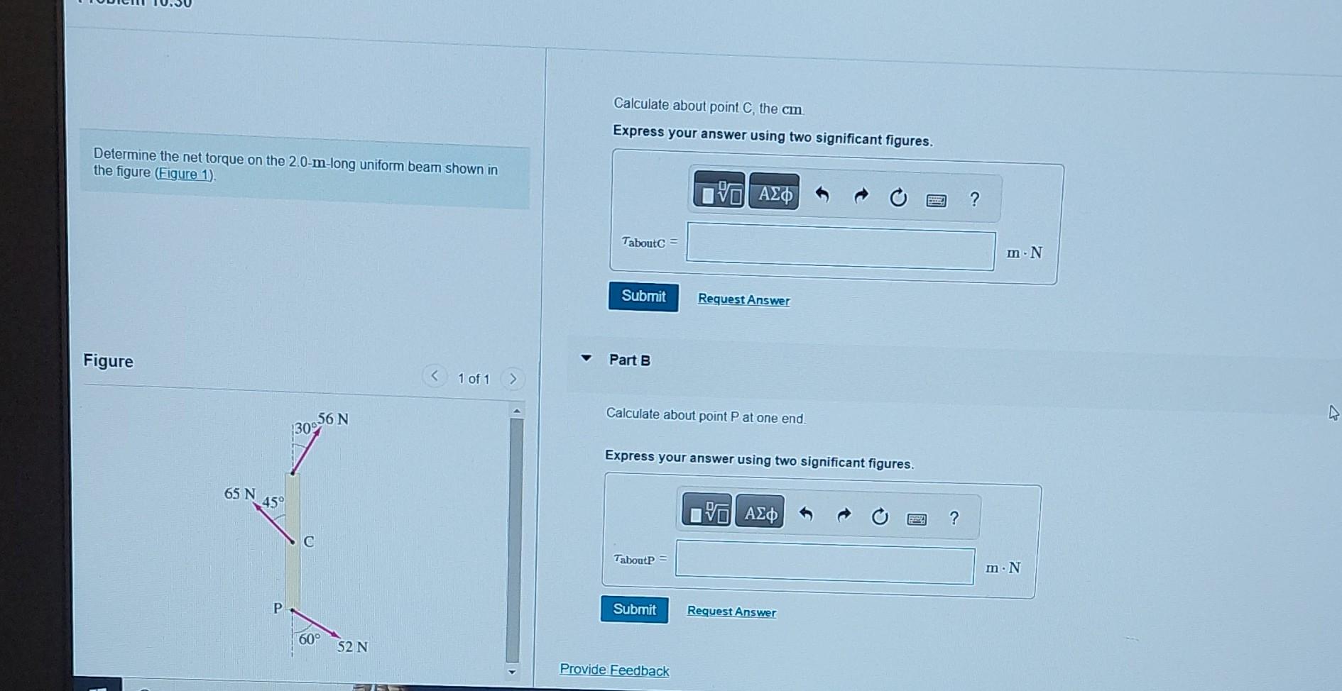  Calculate about point C, the cm Express your answer using two