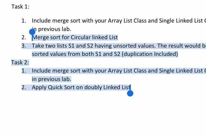  2: Merge sort for Circular linked List 3. Take two lists