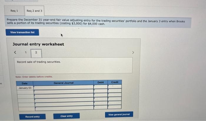 investments as trading securities at a cost of $66,000 on December 27