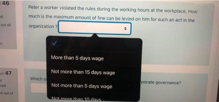  46 ed Peter a worker violated the rules during the working