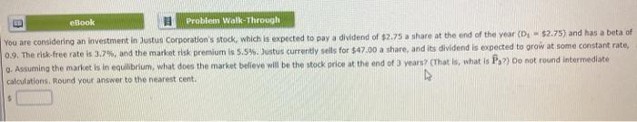  E eBook 11 Problem Walk Through You are considering an investment