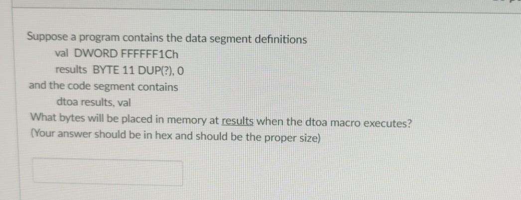 please write the correct HEX number Suppose a program contains the