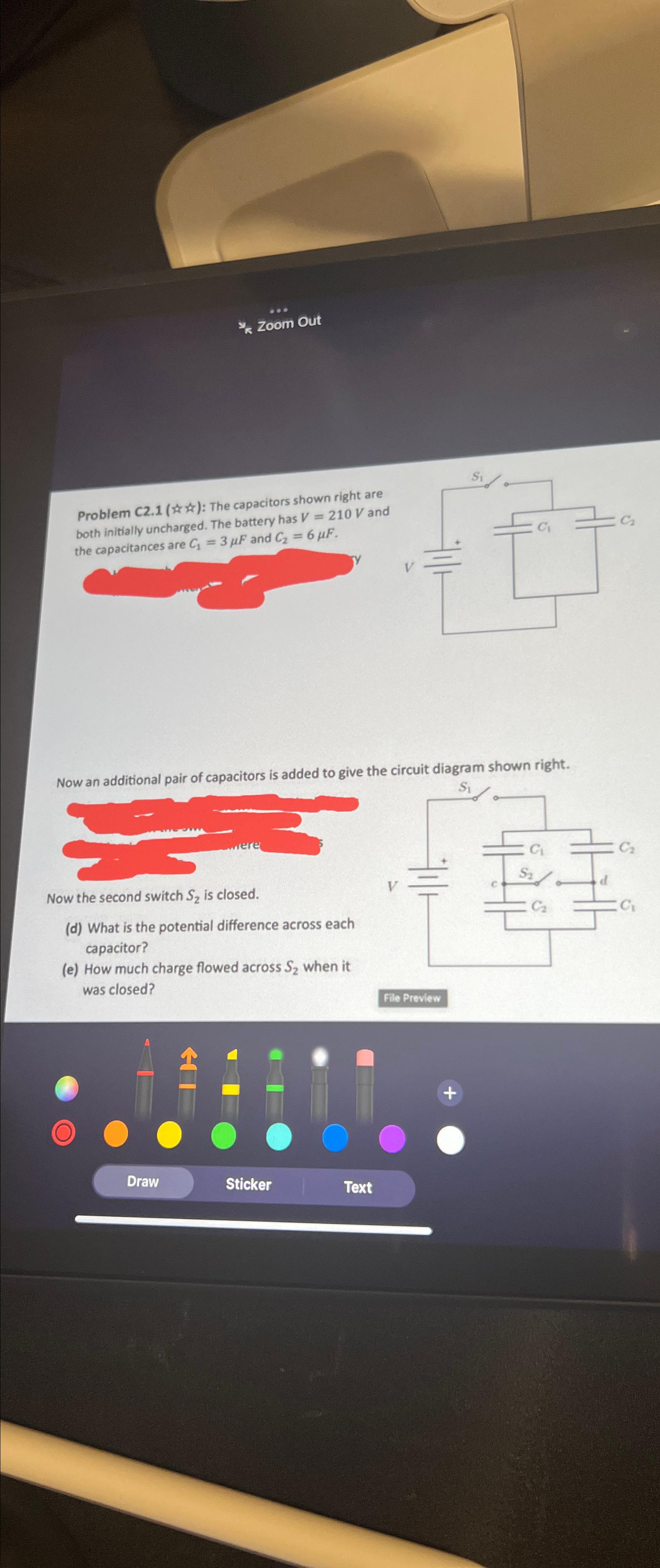  yk Zoom Out Problem C2.1( hat(k)hat(k) : The capacitors shown right