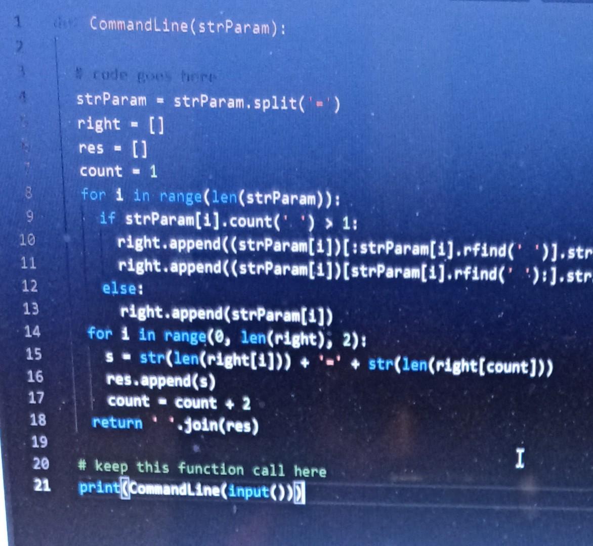 Command Line Have the function Combandzine (str) take the s tx parameter