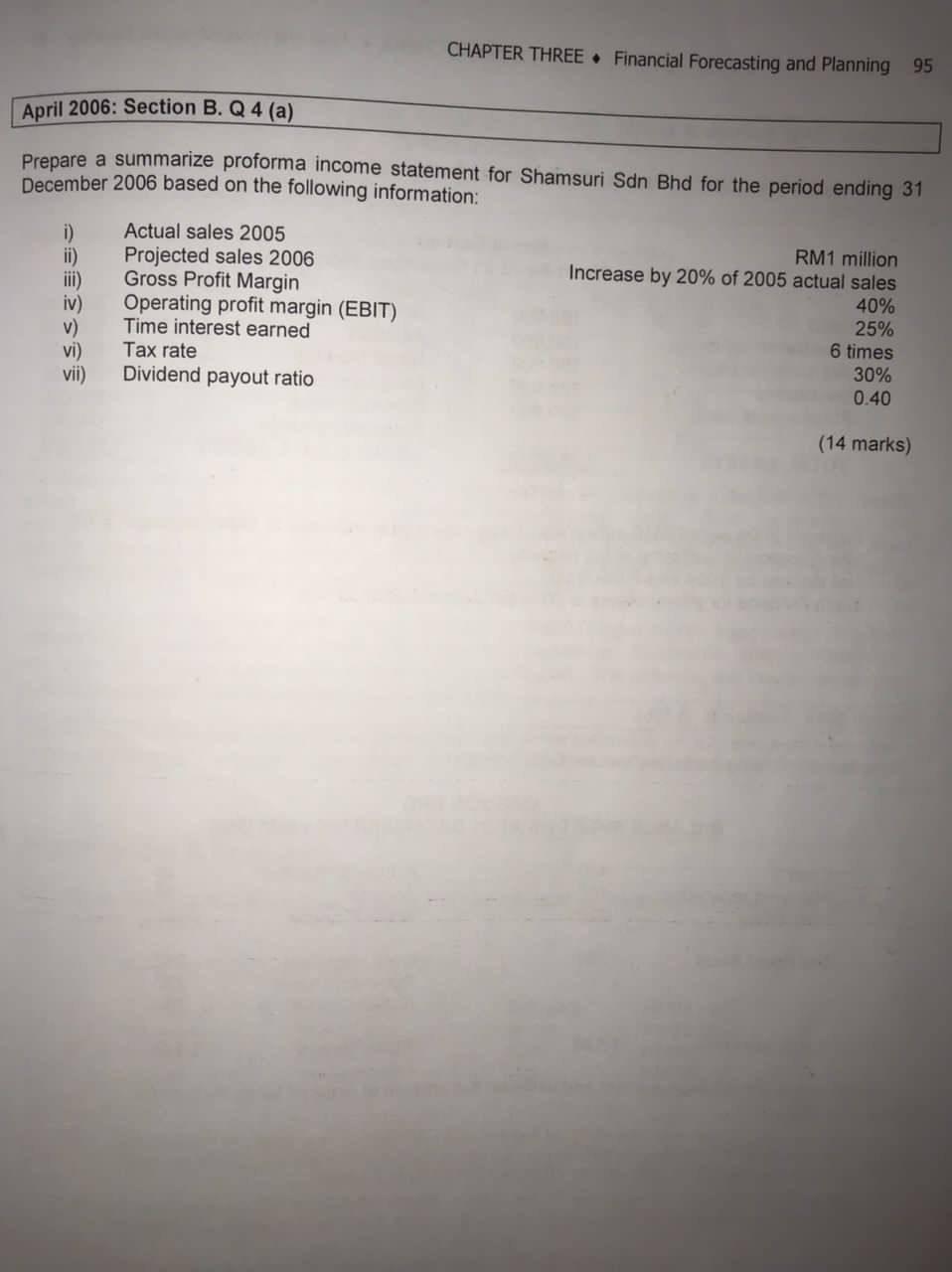  CHAPTER THREE Financial Forecasting and Planning 95 April 2006: Section B.