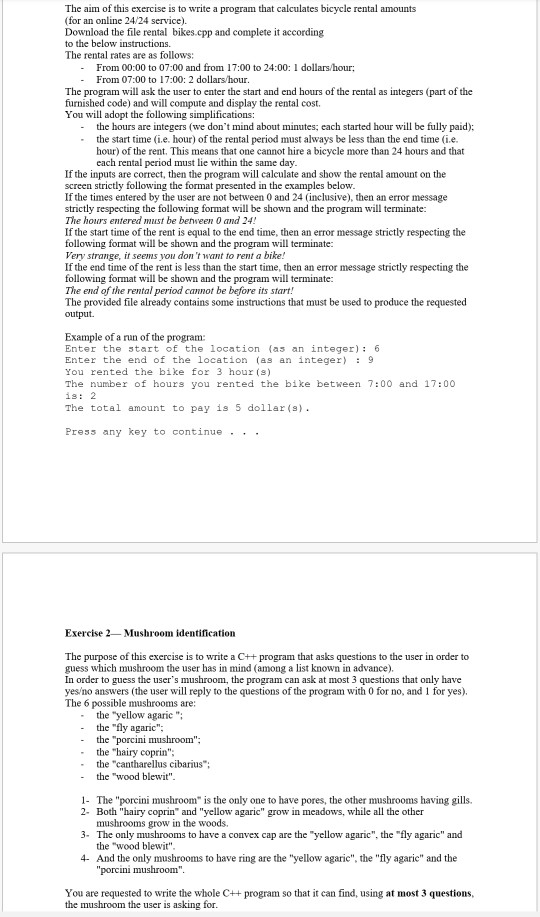 The aim of this exercise is to write a program that