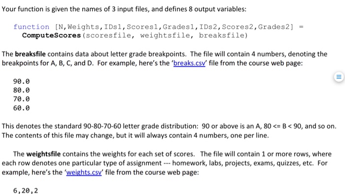 a set of breakpoints and outputs the # of students, the total