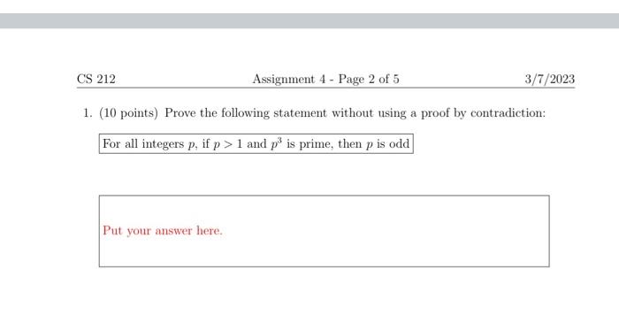  1. (10 points) Prove the following statement without using a proof