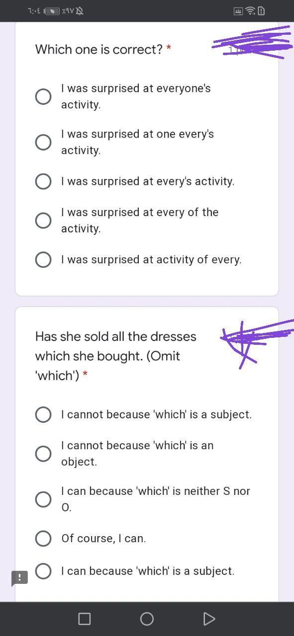  T: EZOVA Which one is correct? * 1 I was surprised