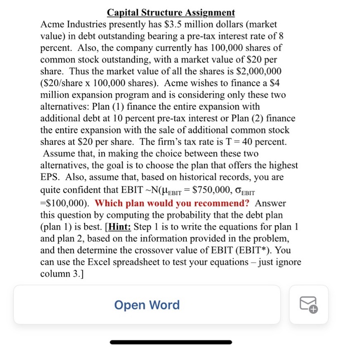 has $3.5 million dollars (market value) in debt outstanding bearing a pre-tax