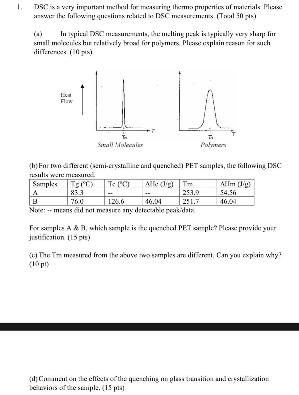 1. DSC is a very important method for measuring thermo properties