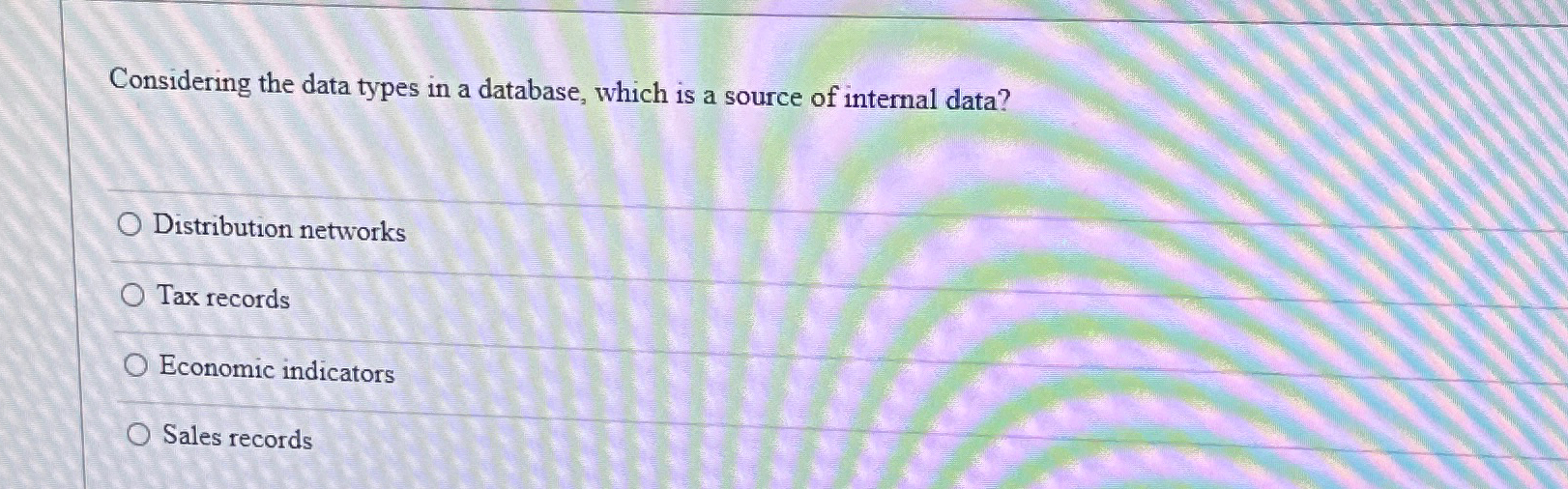  Considering the data types in a database, which is a source