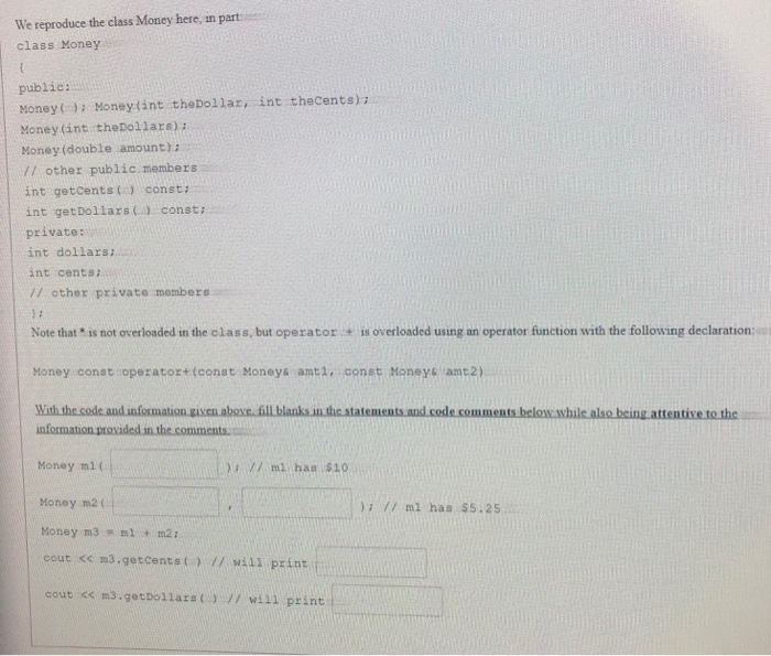 struct and a class declaration in the same program The code will