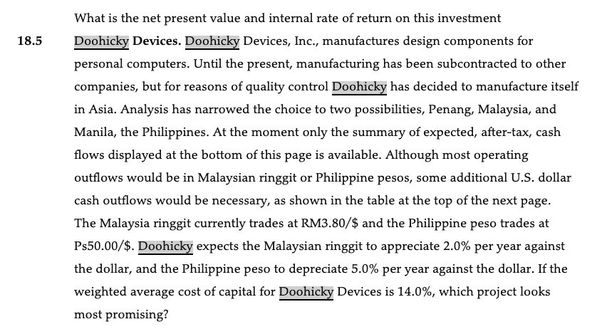 18.5 What is the net present value and internal rate of