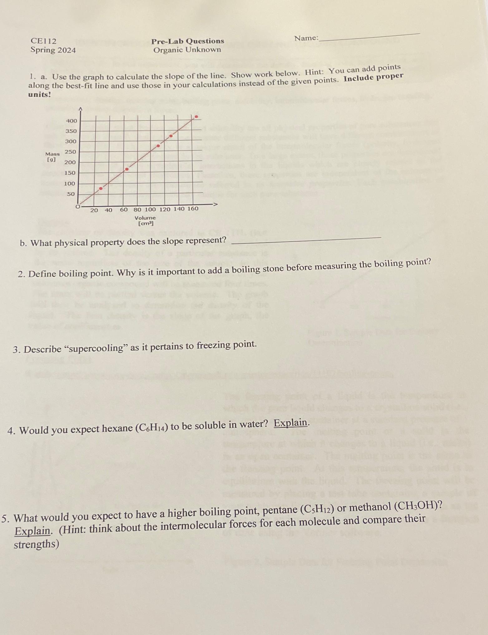  CE112 Spring 2024 Pre-Lab Questions Name a. Use the graph to