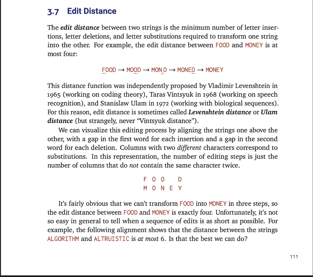 B. Write a prograam called EditDistance.java or editdistance.py that implements the edit