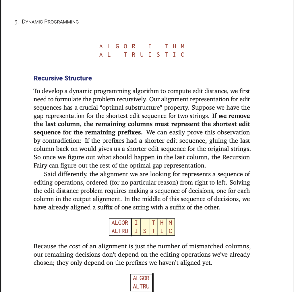 distance algorithm discussed in the textbook. Your program takes as input two