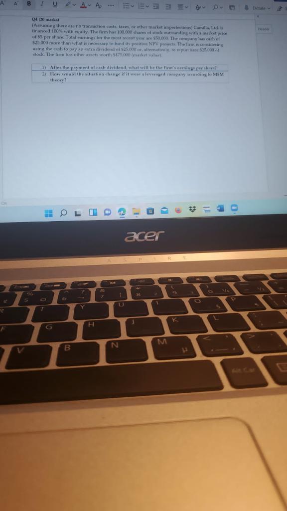  A B IU A A . E AO 0120 marks Assuming