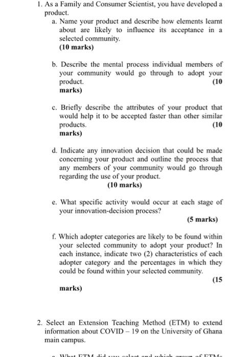 this question is under extention theroy (10 1. As a Family and