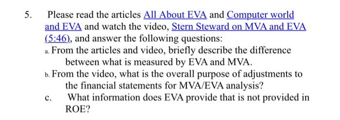  5. Please read the articles All About EVA and Computer world