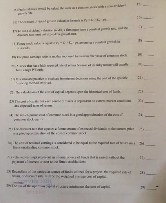  Preferred stock would be valued the same as a common stock