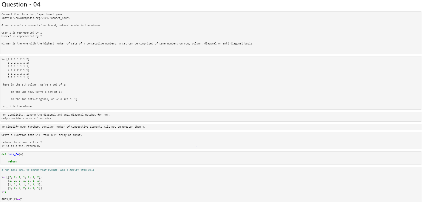 Please solve this Python question. Found solution thank you Question - 04