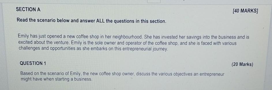  Read the scenario below and answer ALL the questions in this