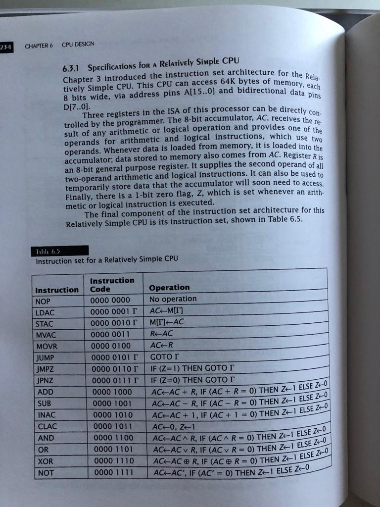 Please make sure the answer is correct. 234 CHAPTER6 CPU DESIGN 6.3.1