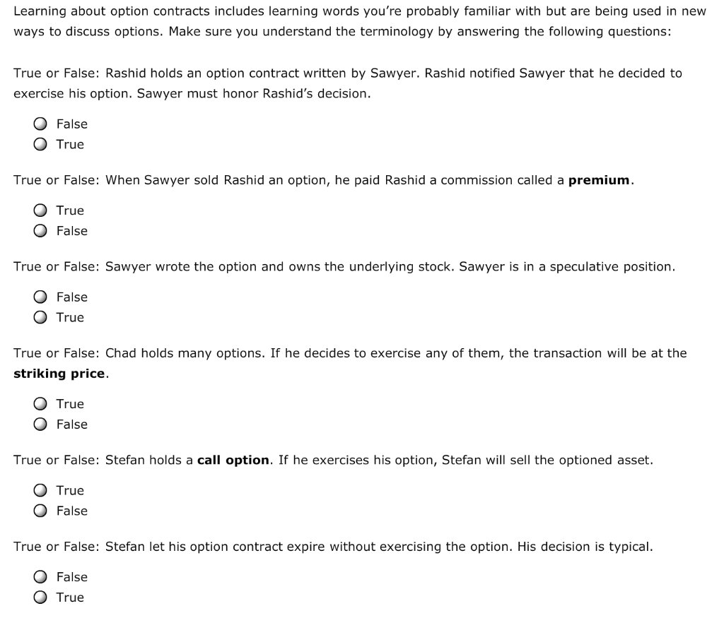  Learning about option contracts includes learning words you're probably familiar with