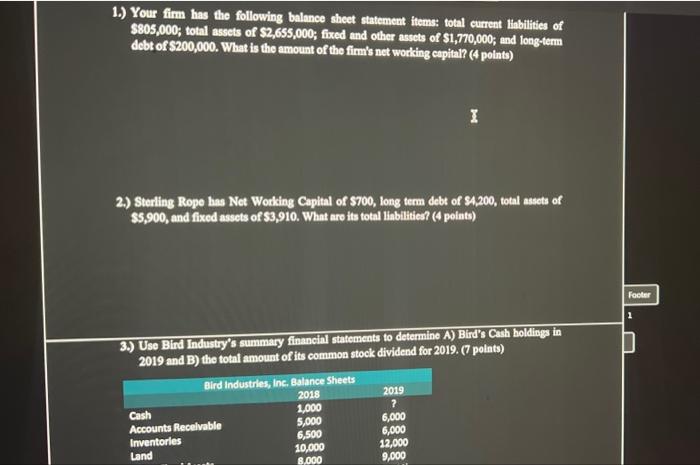  please show me how to do each of the problems 1.)