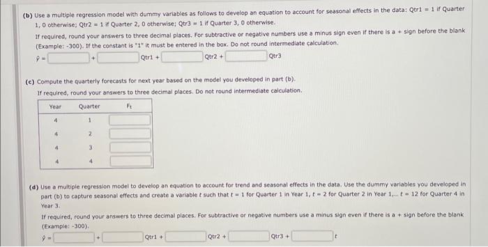 series plot. (e) Compute the quarterly forecasts for next year based on